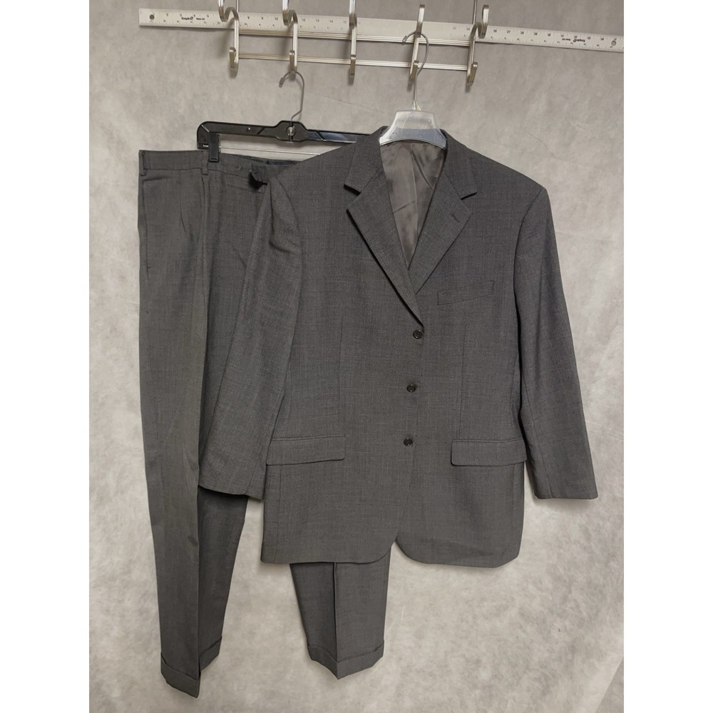 Bespoke Suit Men 46R Gray Birds Eye 3B Flannel Academia Career 40X32 Pants Luxe